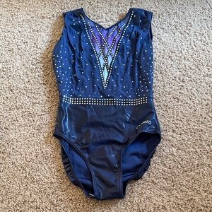 Navy and Purple Leotard with Rhinestone Accents